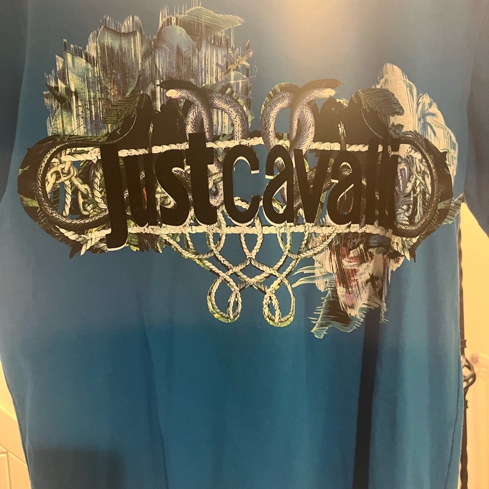 Just Cavalli Blue Graphic Tee